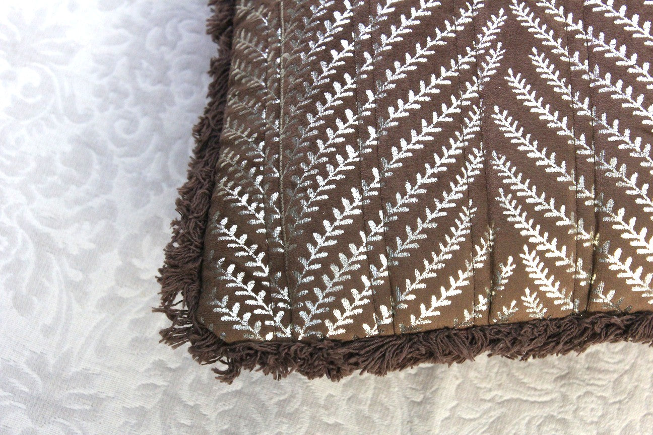 Foil Printed And Quilted Velvet Cushion Cover Set of 5