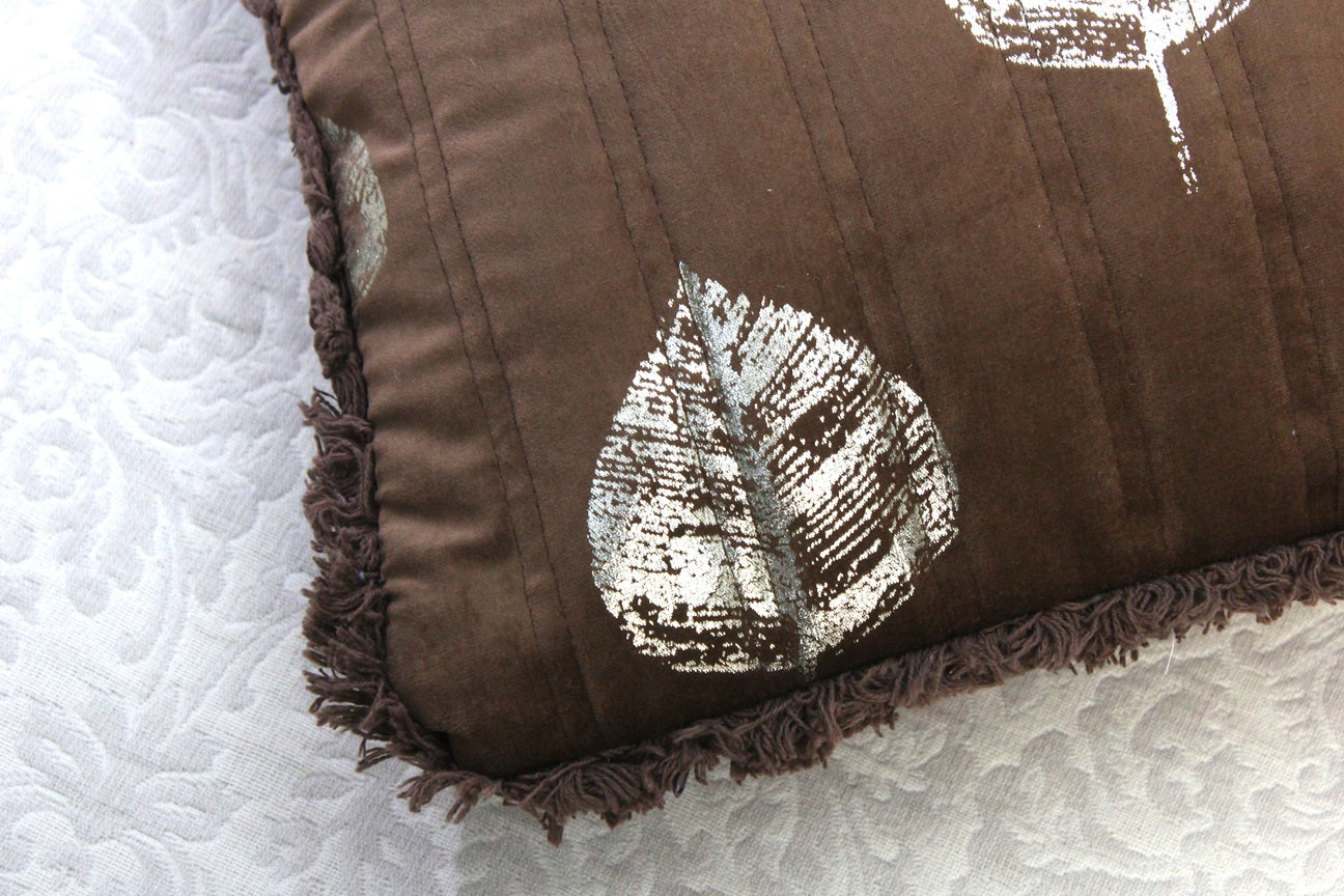 Foil Printed And Quilted Velvet Cushion Cover Set of 5