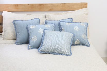 Foil Printed And Quilted Velvet Cushion Cover Set of 5
