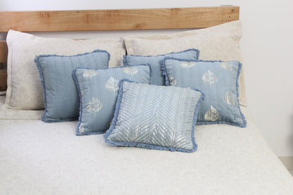 Foil Printed And Quilted Velvet Cushion Cover Set of 5