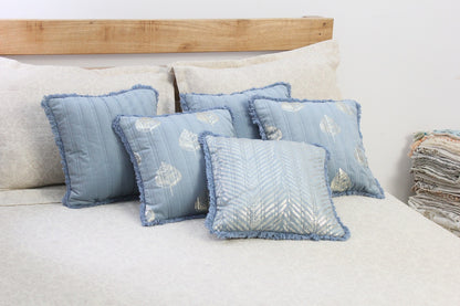 Foil Printed And Quilted Velvet Cushion Cover Set of 5