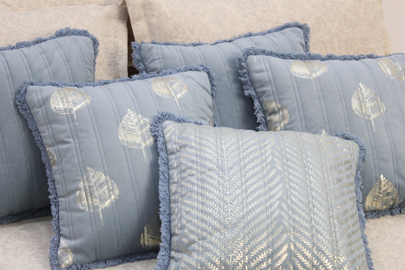 Foil Printed And Quilted Velvet Cushion Cover Set of 5
