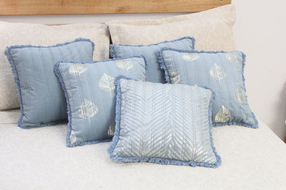 Foil Printed And Quilted Velvet Cushion Cover Set of 5
