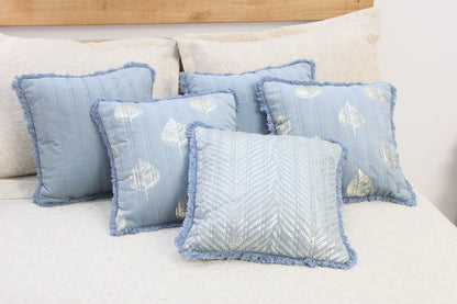 Foil Printed And Quilted Velvet Cushion Cover Set of 5