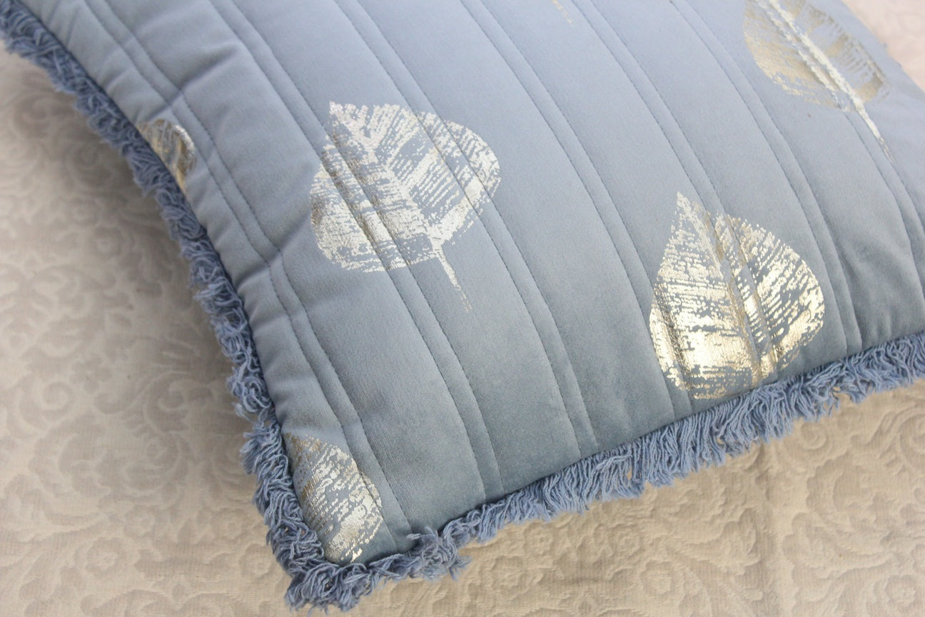 Foil Printed And Quilted Velvet Cushion Cover Set of 5