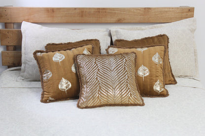 Foil Printed And Quilted Velvet Cushion Cover Set of 5