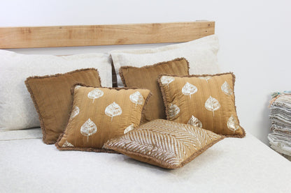 Foil Printed And Quilted Velvet Cushion Cover Set of 5