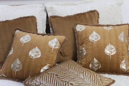 Foil Printed And Quilted Velvet Cushion Cover Set of 5