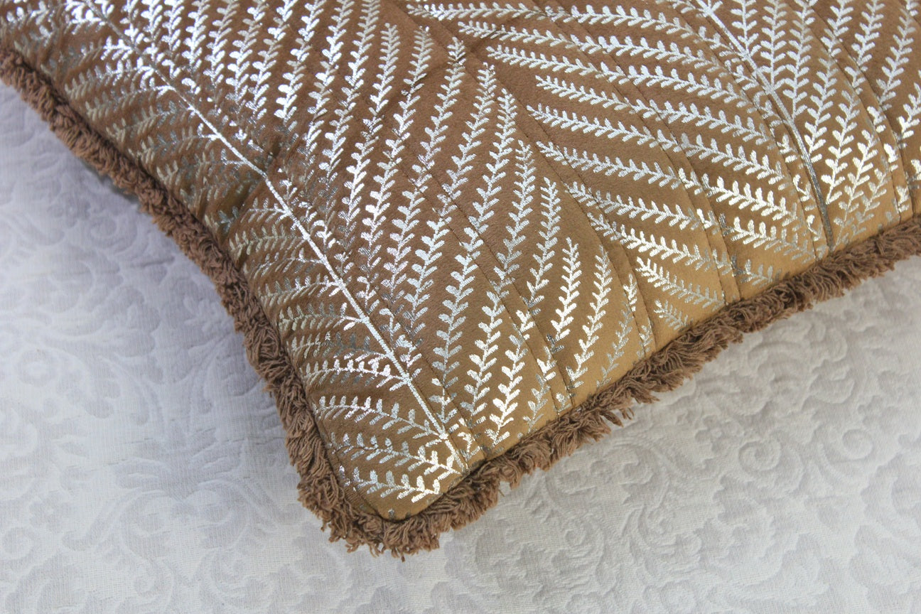 Foil Printed And Quilted Velvet Cushion Cover Set of 5