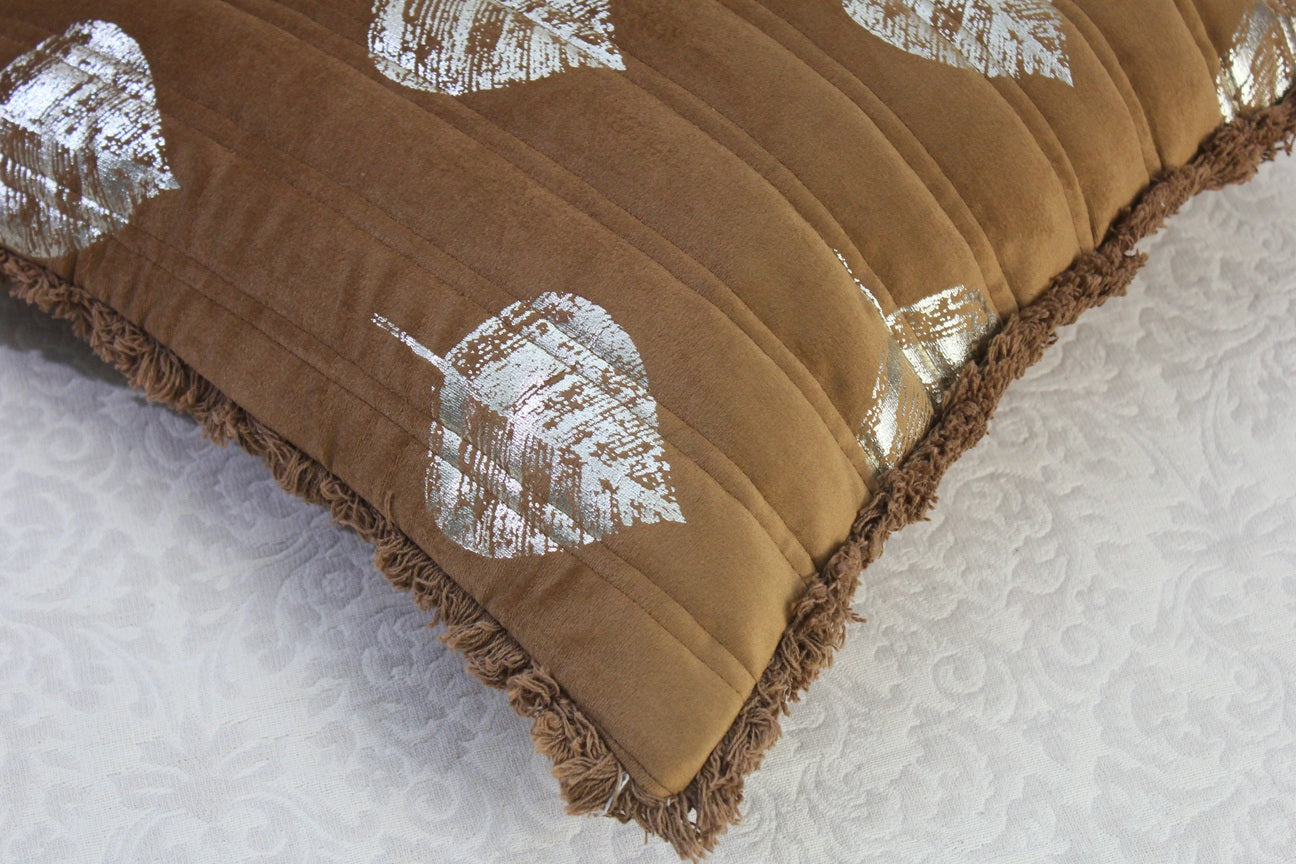 Foil Printed And Quilted Velvet Cushion Cover Set of 5