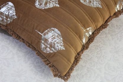 Foil Printed And Quilted Velvet Cushion Cover Set of 5