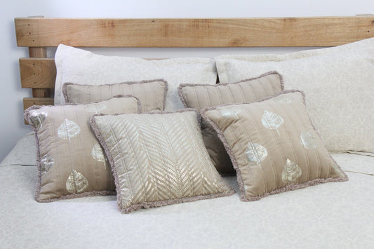 Foil Printed And Quilted Velvet Cushion Cover Set of 5