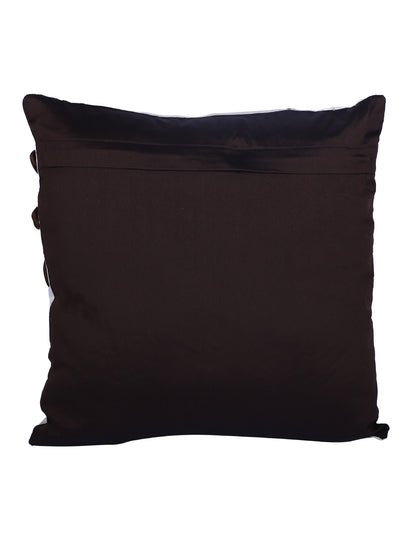Eyda Satin Tape Ivory Color Designer Cushion Cover Set of 2-16x16 Inch
