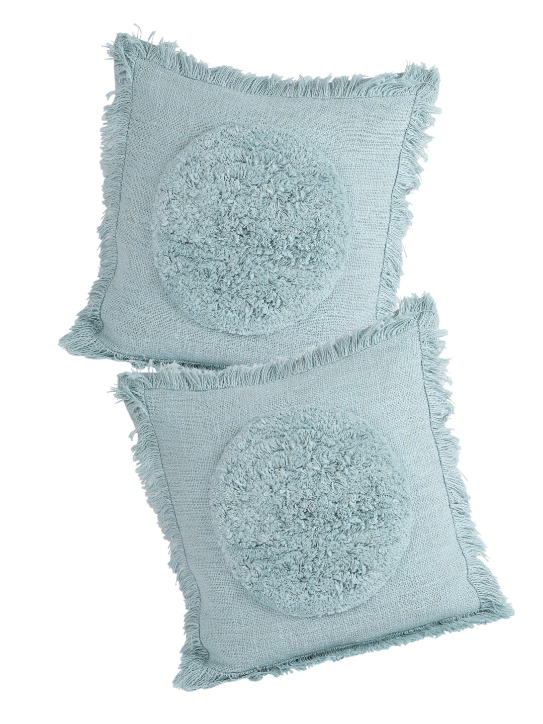 Eyda Premium Cotton Designer Turquoise Cushion Cover Set of 2-18x18 inch