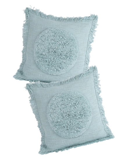 Eyda Premium Cotton Designer Turquoise Cushion Cover Set of 2-18x18 inch