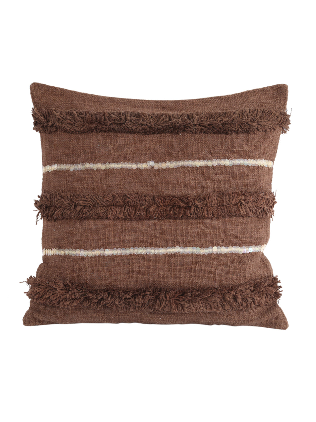 Eyda Premium Cotton Designer Choco Brown Cushion Cover Set of 2-18x18 Inch