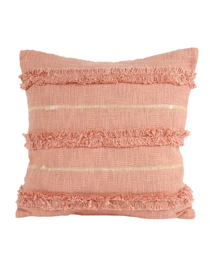 Eyda Premium Cotton Designer peach Color Cushion Cover Set of 2-18x18 Inch