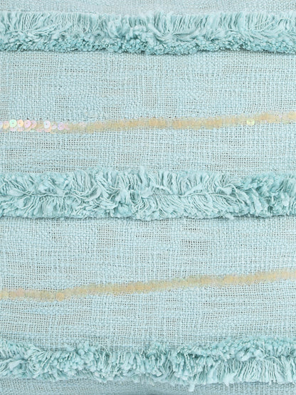 Eyda Premium Cotton Designer Turquoise Cushion Cover Set of 2-18x18 Inch