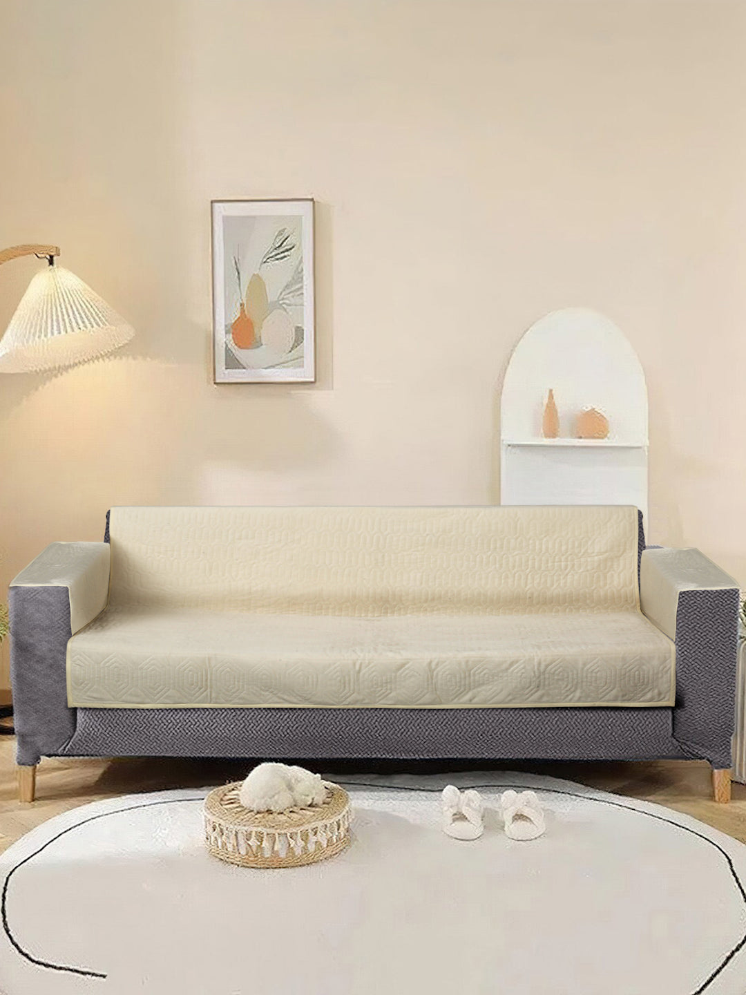 Premium Cotton Sofa Cover Set for 3 Seater Sofa Soft Comfortable Cover for Couch Flexible Stretch Sofa Slipcovers with Arm Rest