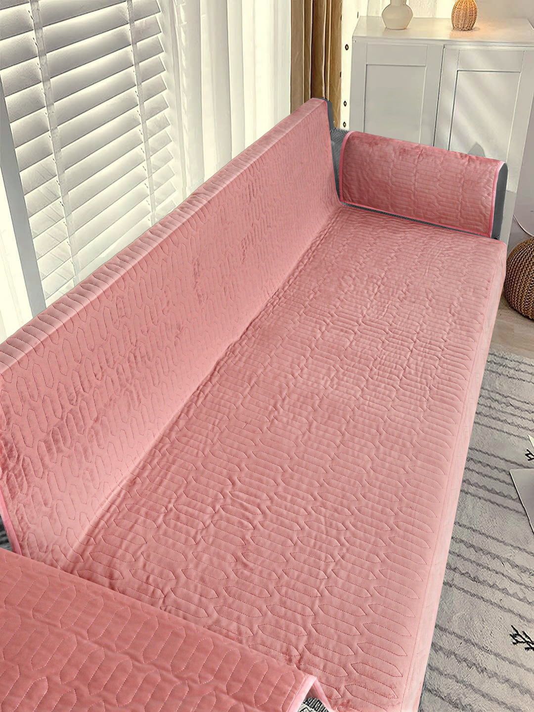 Premium Cotton Sofa Covers Set for 3 Seater Sofa Soft Touching Cover for Couch Flexible Stretch Sofa Slipcovers with Arm Rest