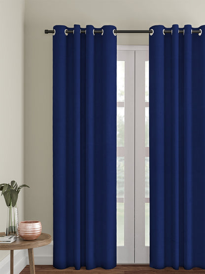 Eyda Dark Blue Color Premium Semi Blackout Door Curtain- 1 Pc