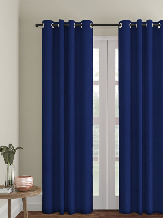 Eyda Dark Blue Color Premium Semi Blackout Door Curtain- 1 Pc