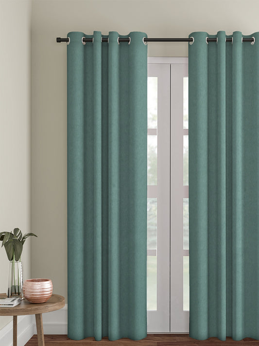 Eyda Sea Green Color Premium Semi Blackout Door Curtain- 1 Pc