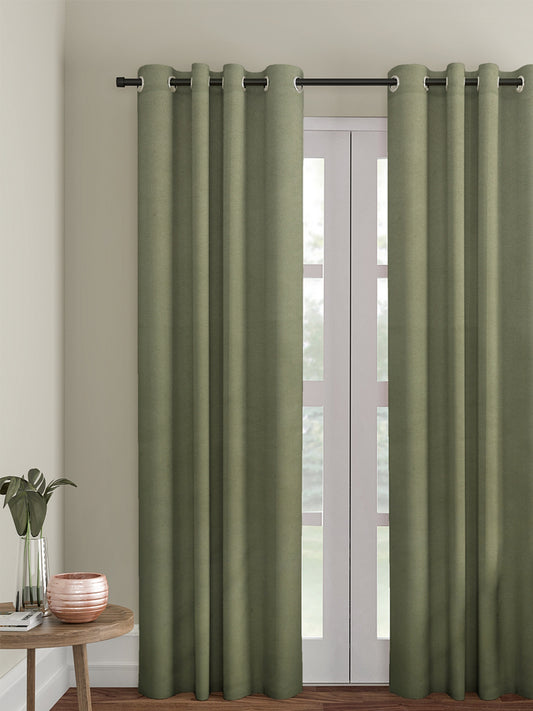 Eyda Green Color Premium Semi Blackout Door Curtain- 1 Pc