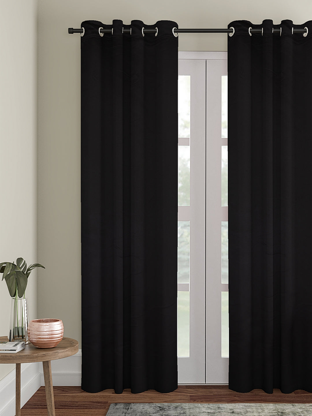 Eyda Black Color Premium Semi Blackout Door Curtain- 1 Pc