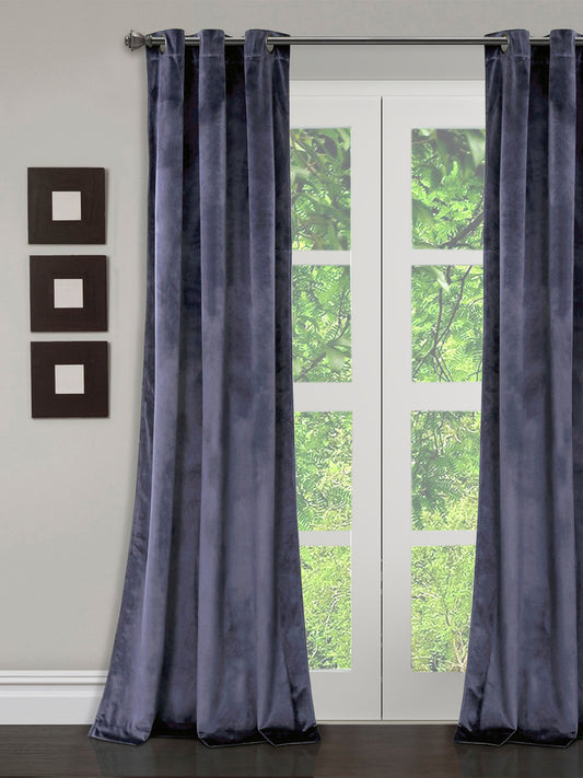 Eyda Premium Velvet Grey Color Eyelet Door Curtain- 1 Pc