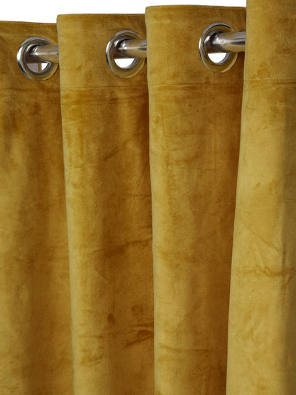 Eyda Premium Velvet Mustard Color Eyelet Door Curtain- 1 Pc