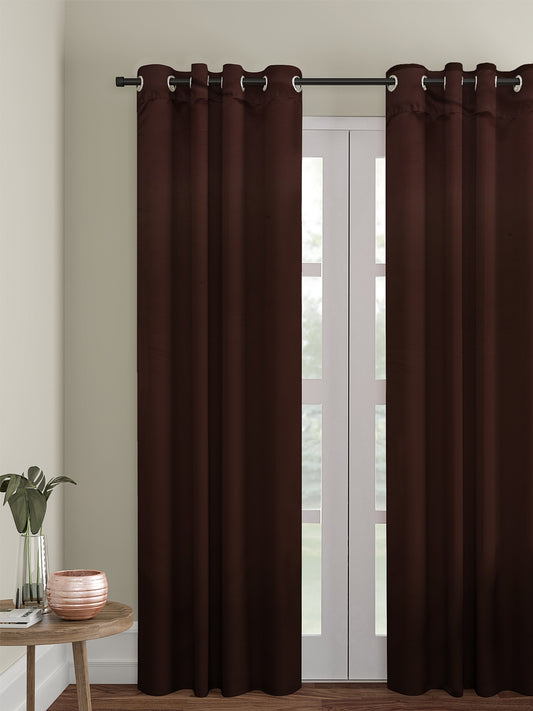 Eyda Brown Color Premium Semi Blackout Long Door Curtain- 1 Pc