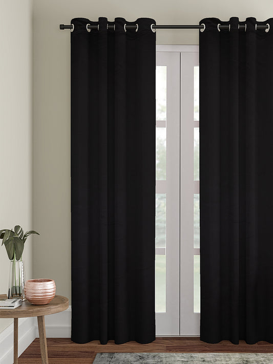 Eyda Black Color Premium Semi Blackout Long Door Curtain- 1 Pc