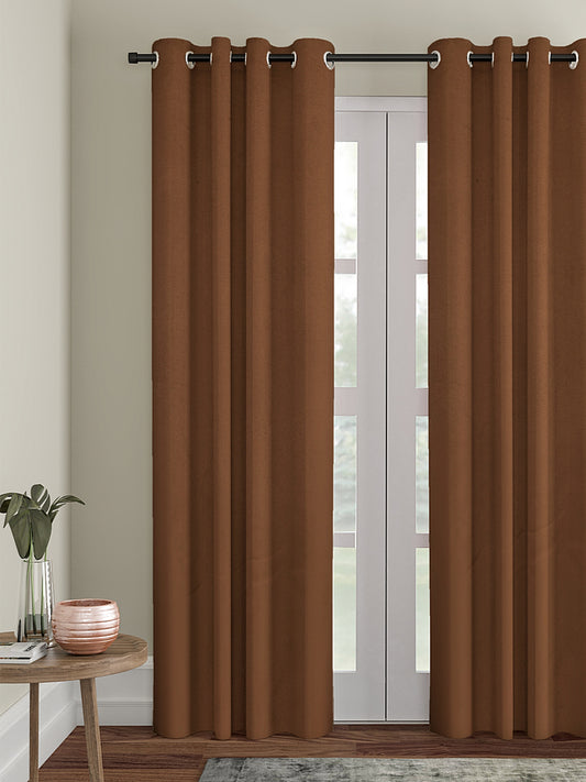 Eyda Brown Color Premium Semi Blackout Long Door Curtain- 1 Pc