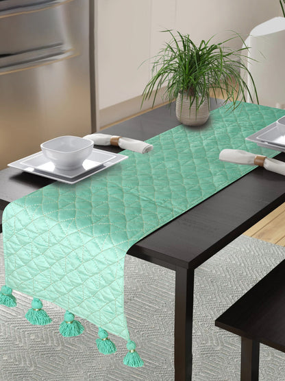 Eyda Mint Green Color Quilted Table Runner