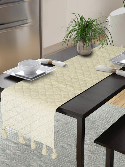 Eyda Cream Color Quilted Table Runner