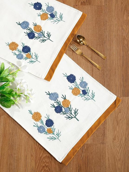 Embroidered Cotton Table Runner
