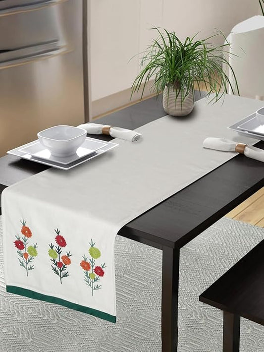 Embroidered Cotton Table Runner