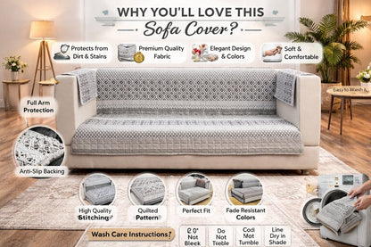 Jaipuri Cotton Printed 1 Seater Sofa Cover – Premium Anti-Slip Fit