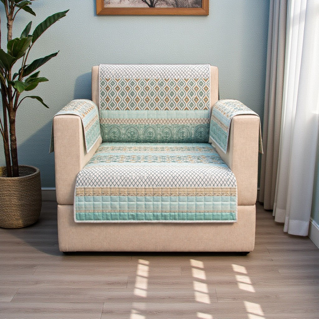 Jaipuri Cotton Printed 1 Seater Sofa Cover – Premium Anti-Slip Fit