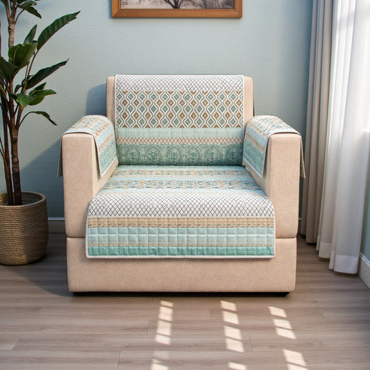 Jaipuri Cotton Printed 1 Seater Sofa Cover – Premium Anti-Slip Fit