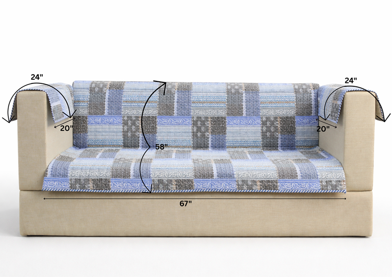 2 Seater Sofa Cover – Stretchable Patchwork Design | Anti-Slip | Washable Sofa Protector