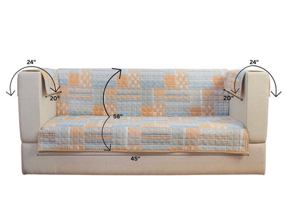 2 Seater Sofa Cover – Stretchable Patchwork Design | Anti-Slip | Washable Sofa Protector