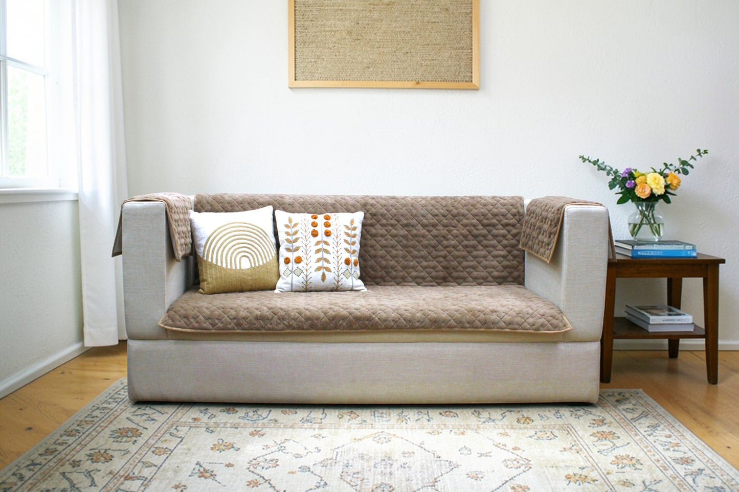Premium Quilted Sofa Cover – Soft & Stylish Furniture Protector (3 Seater)