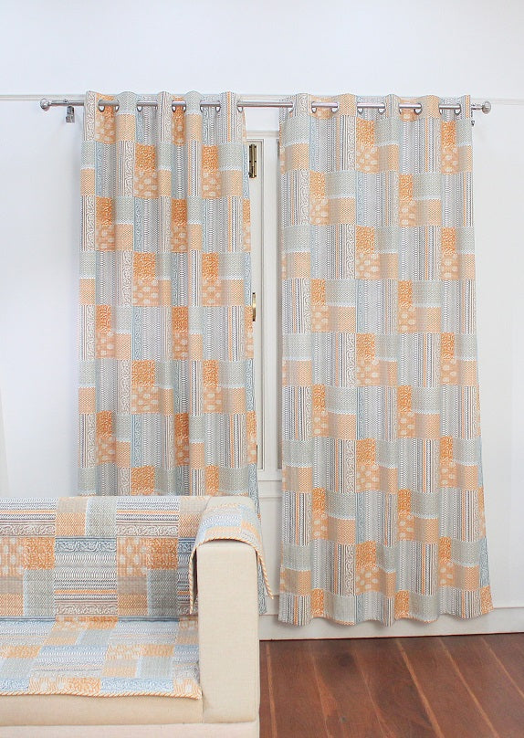 3 Seater Sofa Cover with Patchwork Design | Cotton Blend Sofa Protector