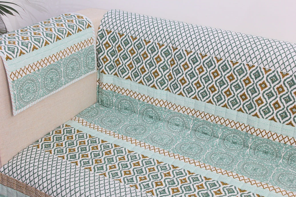 Jaipuri Cotton Printed 3 Seater Sofa Cover – Premium Anti-Slip Fit
