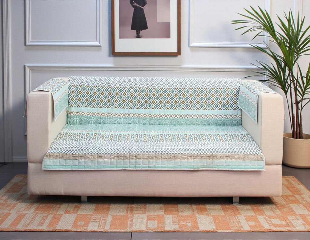 Jaipuri Cotton Printed 3 Seater Sofa Cover – Premium Anti-Slip Fit