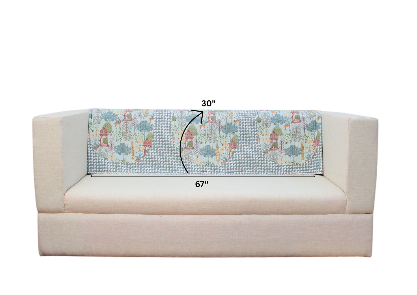 Premium Linen Printed Sofa Back Cover Throw – Pichwai Inspired Decorative Sofa Protector (3 Seater)