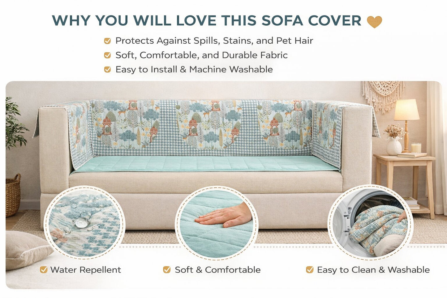 Premium Printed Sofa Armrest Covers – Anti-Dust & Anti-Wear Side Protectors (Set of 2)