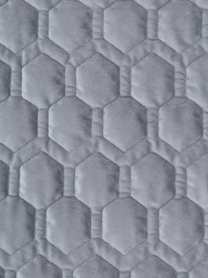 Light Grey Honey Comb Quilted Velvet 1 Seater Sofa Cover with 2 pcs Hand Rest